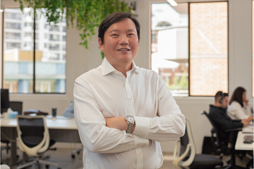 Sleek employee standing with confidence