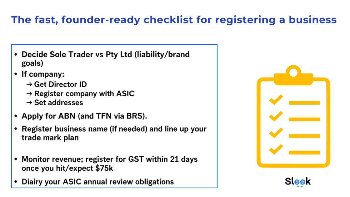 Checklist to register a clothing company in Australia