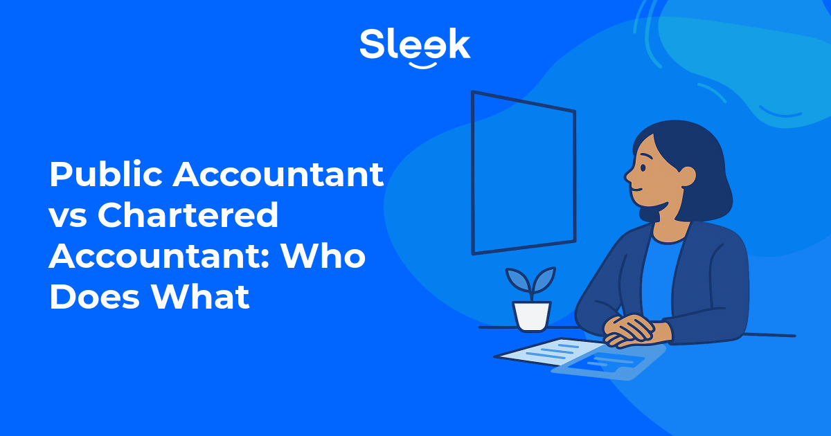 flat editorial illustration three accountant business cards fanned out with different post-nominal letters a single government