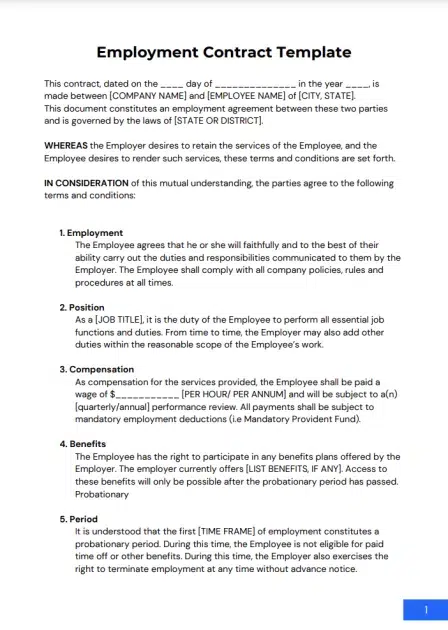 employment contract template