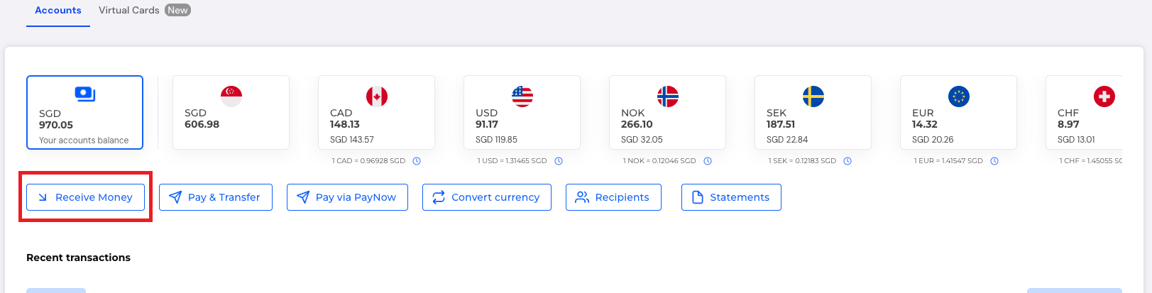 Receive money via PayNow