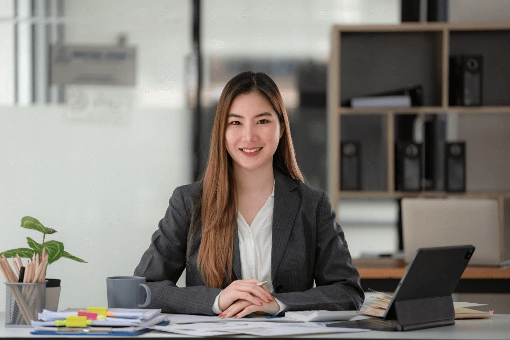 Woman in her office working