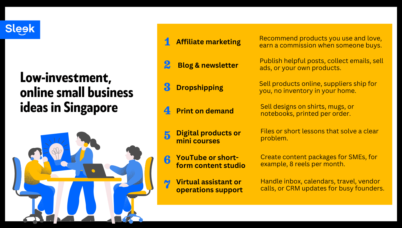 Low-investment, online small business ideas in Singapore
