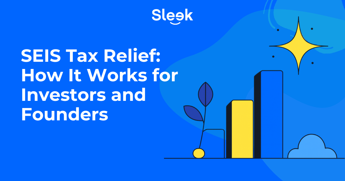 Illustration of rising bar charts and a star symbol representing SEIS Tax Relief benefits for investors and founders.