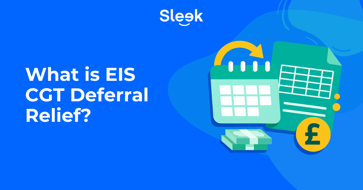 Illustration of a tax form, calendar and pound symbol representing EIS CGT deferral relief.