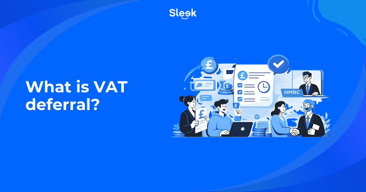 Illustration of VAT deferral concept with HMRC, financial documents, and business professionals reviewing payments