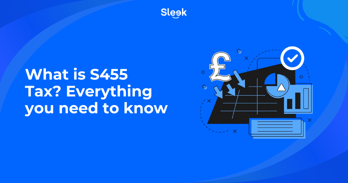 455 tax guide illustration showing a pound sign, charts, and a checklist on a blue background