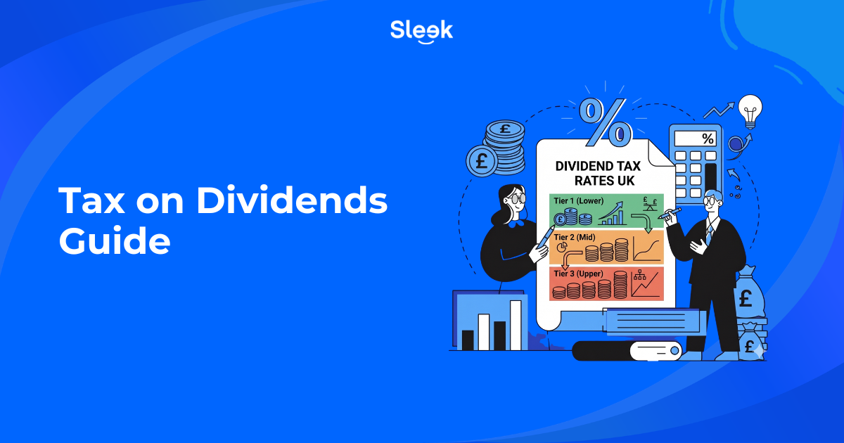 Tax on dividends UK guide – dividend tax rates illustration by Sleek