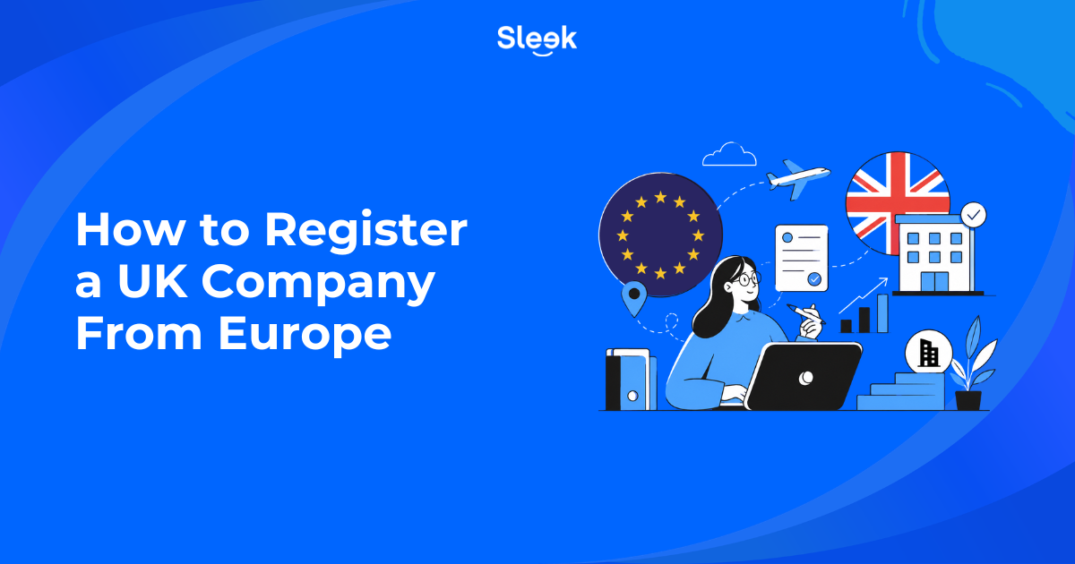 How to register a UK company from Europe guide with EU and UK flags