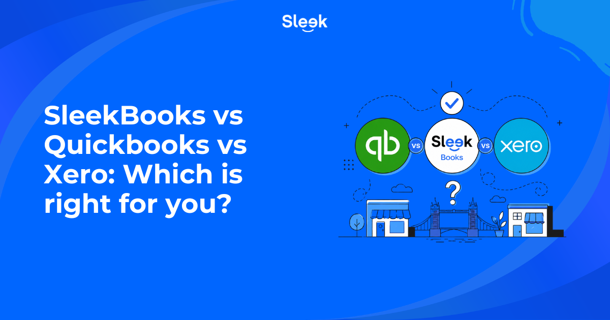SleekBooks vs QuickBooks vs Xero comparison graphic showing which accounting software is right for you