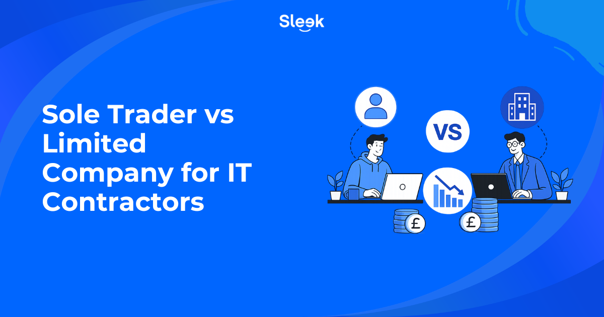 Sole trader vs limited company for IT contractors comparison with two professionals at laptops