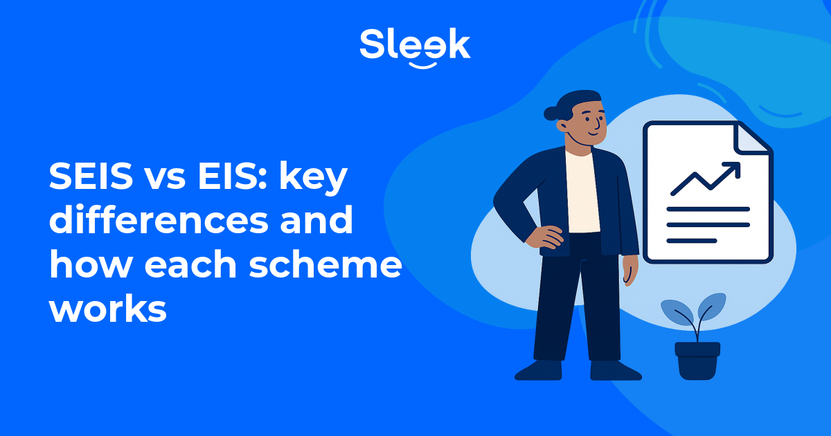 two seedlings of different heights in small pots side by side labelled seis and eis flat illustration on a blue background clean and