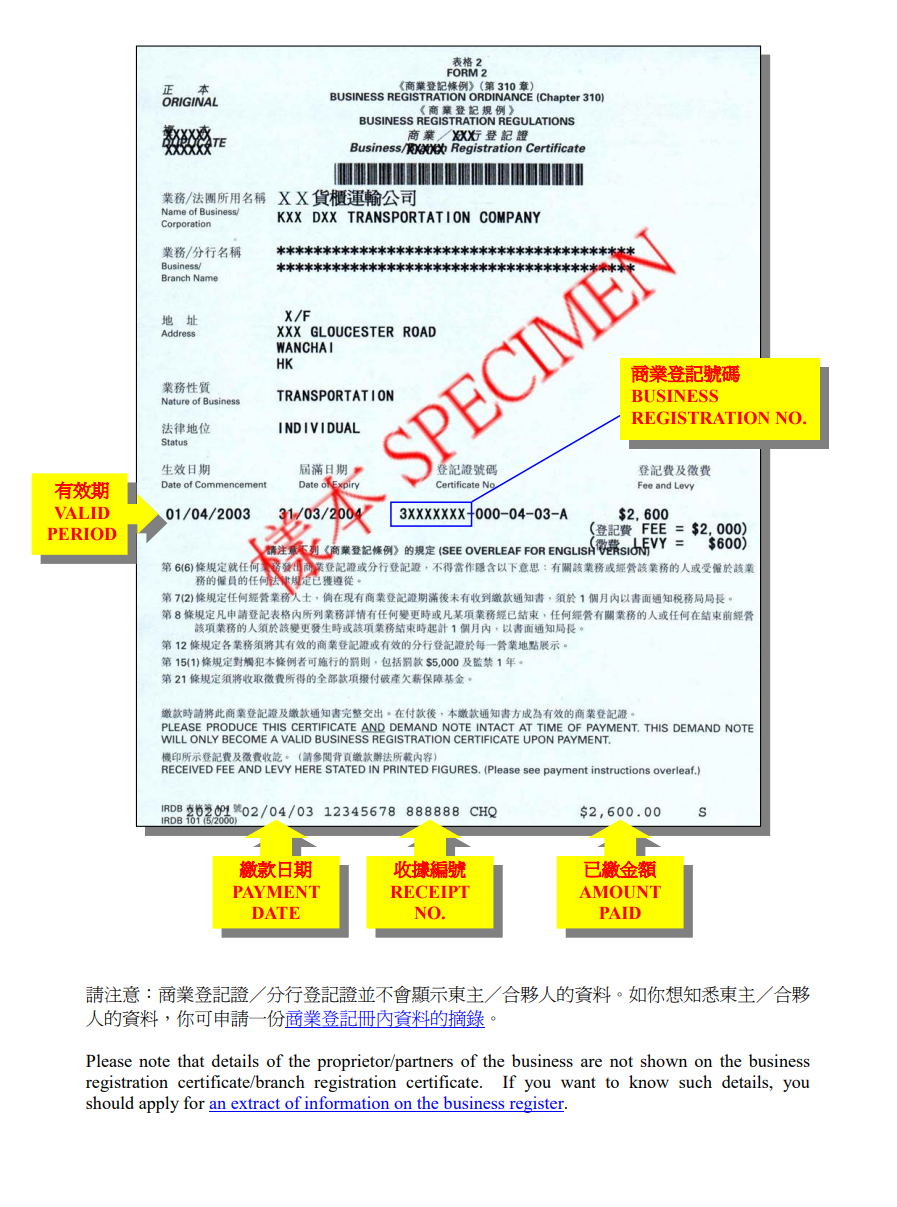 Business Registration Certificate